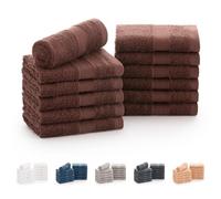 Todocama - Lot de 12 Serviettes de Toilette (30 x 30 cm) 100% Coton Doux et Absorbant, 550 g/m² Premium, (Chocolat)