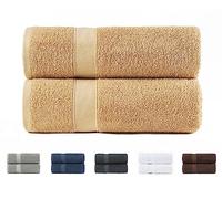 Todocama Lot de 2 Grandes Serviettes de Bain 100% Coton 550 g/m² Extra Douces, très absorbantes et à séchage Rapide. Dimensions : 100 x 150 cm, Couleur Beige.