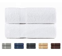 Todocama Lot de 2 Grandes Serviettes de Bain 100% Coton 550 g/m² Extra Douces, très absorbantes et à séchage Rapide. Dimensions : 100 x 150 cm, Couleur Blanche.