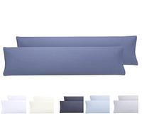 Todocama Lot de 2 taies d'oreiller en Microfibre Extra Douce, hypoallergénique, 2-150 x 40 cm, Bleu-Gris