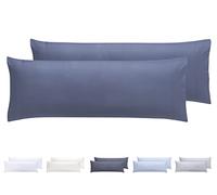 Todocama Lot de 2 taies d'oreiller en Microfibre Extra Douce, hypoallergénique, 2-90 x 40 cm, Bleu-Gris