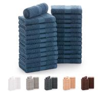 Todocama - Lot de 24 Serviettes de Toilette (30 x 30 cm) 100% Coton Doux et Absorbant, 550 g/m² Premium, Bleu Marine