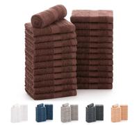 Todocama - Lot de 24 Serviettes de Toilette (30 x 30 cm) 100% Coton Doux et Absorbant, 550 g/m² Premium, (Chocolat)
