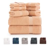 Todocama Lot de 8 Serviettes de Bain 100% Coton (550 g/m²) Extra Douces, Haute Absorption et séchage Rapide, 2 Serviettes de Bain, 2 Mains et 4 Serviettes de Visage (Beige)