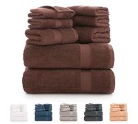 Todocama Lot de 8 Serviettes de Bain 100% Coton (550 g/m²) Extra Douces, Haute Absorption et séchage Rapide, 2 Serviettes de Bain, 2 Mains et 4 Serviettes de Visage (Chocolat)