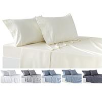 Todocama - Parure de draps 4 pièces - Drap Housse Ajustable - Drap Plat - Deux taies d'oreiller de 50 x 80 cm (lit 200-200 x 190/200 cm, Beige)