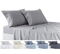 Todocama Parure de lit 4 pièces - Drap Housse réglable - Comptoir - Deux taies d'oreiller de 50 x 80 cm (lit 135 - 135 x 190/200 cm, Gris Clair)