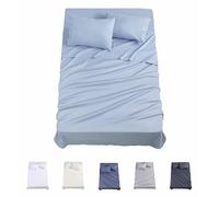 Todocama Underzy 3001 Parure de lit 4 pièces avec Drap-Housse et 2 taies d'oreiller de 50 x 80 cm, pour lit de 90 x 190/200 cm, Bleu Clair