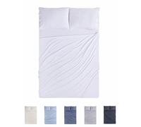 Todocama Underzy 4002 Parure de lit 4 pièces avec Drap-Housse Ajustable et 2 taies d'oreiller de 50 x 80 cm (lit de 150 x 190/200 cm, Blanc)
