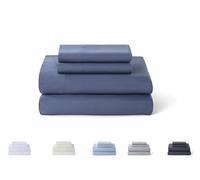 Todocama Underzy 5003 Parure de lit 4 pièces avec Drap-Housse réglable et 2 taies d'oreiller de 50 x 80 cm, pour lit de 180 x 190/200 cm, Bleu-Gris