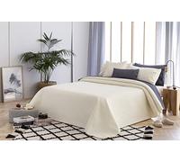 Todocama Underzy Couvre-lit boutis Fin avec Motif Losanges pour Printemps, été, Automne et Hiver 100% Microfibre Extra Douce Beige 105-200 x 260 cm