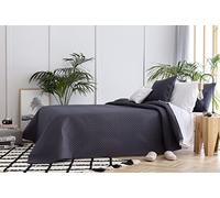 Todocama Underzy Couvre-lit boutis Fin avec Motif Losanges pour Printemps, été, Automne et Hiver 100% Microfibre Extra Douce Gris foncé 105-200 x 260 cm