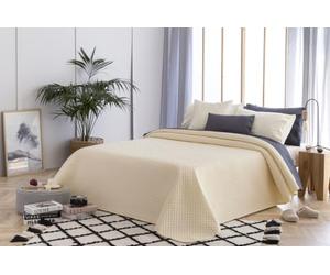 Todocama Underzy Couvre-lit boutis Fin avec Motif Losanges pour Printemps, été, Automne et Hiver. 100% Microfibre Extra Douce. Couvre-lit Multifonction pour lit de 80/90-180X260cm, Beige