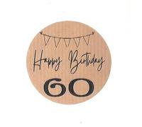 TODOKRAFT Lot de 50 étiquettes rondes Happy Birthday 60 ans, autocollantes, autocollantes