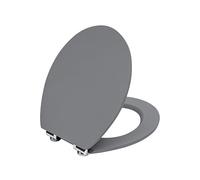 TODOT Abattant WC avec Frein de Chute Silencieux, Lunette de Toilette en Bois MDF, Revêtement Caoutchouc Doux au Toucher, Charnières Ajustables, Compatible Cuvette O, Capacité jusqu'à 175 kg (Gris)