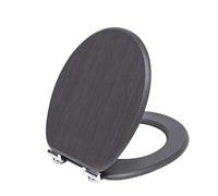 TODOT Abattant WC avec Frein de Chute Silencieux, Siège de Toilette en MDF Imitation Bois Naturel, Charnières Inox/Zinc Ajustables, Compatible Cuvette O, Capacité jusqu'à 175 kg (Dark Wood)