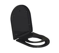 TODOT Abattant WC Familial Forme en D, Lunette de Toilette avec Siège Enfant Magnétique, Frein de Chute et Charnière Réglable, Siège de Toilette pour Adultes et Enfants, Démontage Rapide - Noir