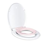 TODOT Abattant WC Familial, Lunette de Toilette avec Siège Enfant Magnétique, Frein de Chute et Charnière Réglable, Abattant WC en Polyéthylène pour Adultes et Enfants - Rose