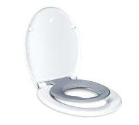 TODOT Abattant WC Familial, Lunette de Toilette avec Siège Enfant Magnétique, Frein de Chute et Charnière Réglable, Abattant WC en Polyéthylène pour Adultes et Enfants (Gris)