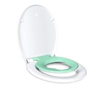 TODOT Abattant WC Familial, Lunette de Toilette avec Siège Enfant Magnétique, Frein de Chute et Charnière Réglable, Abattant WC en Polyéthylène pour Adultes et Enfants (Vert)