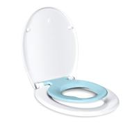 TODOT Abattant WC Familial, Lunette de Toilette avec Siège Enfant Magnétique, Frein de Chute et Charnière Réglable, Abattant WC en Polyéthylène pour Adultes et Enfants - Bleu