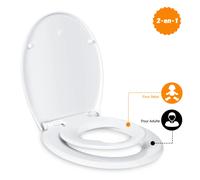 TODOT Abattant WC Familial Lunette de Toilette Siège Enfant Magnétique Frein de Chute et Charnière Réglable clip-on toilet seat Vert