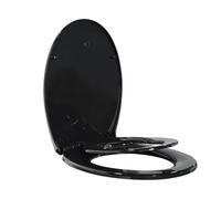 TODOT Abattant WC Familial Noir, Lunette de Toilette avec Siège Enfant Magnétique, Frein de Chute et Charnière Réglable, Abattant WC en Polyéthylène pour Adultes et Enfants