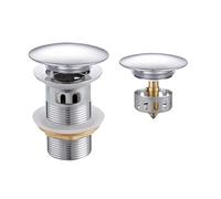 TODOT Bonde de Lavabo Pop-up, Bonde Lavabo Salle de Bain avec Panier Filtrant, Vidage Clapet Push Open Pour Lavabo, Chromé G 1 ¼ (Chromé avec Trop-plein et Panier L)