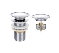 TODOT Bonde de Lavabo Pop-up, Bonde Lavabo Salle de Bain avec Panier Filtrant, Vidage Clapet Push Open Pour Lavabo, Chromé G 1 ¼ (Chromé sans Trop-plein avec Panier L)