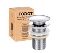 TODOT Bonde de Lavabo Pop-up, Vidage Clapet Push Open Pour Lavabo, Chromé G 1 ¼ (Chromé sans Trop-plein L)