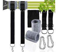 Todoxi Hamac Sangles, 2 Set Sangle Balancoire Suspendu 2x150CM Ultra Résistant avec D-Ring et Coussin Plus épais, Deux Crochets Mousquetons Charge Max 1000KG pour Hamac et Balancoire de Jardin