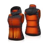 TODWARM Gilet Chauffant Femme Avec Batterie Incluse 16000mAh 7.4V,15 Zones Veste Chauffante Femme Capuche Amovible Pour Hiver Ski Chasse Noir L