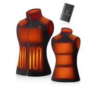 TODWARM Polaire Gilet Chauffant Femme Avec Batterie Incluse 16000mAh 7.4V, 15 Zones Léger Veste Chauffante Femme 3 Température Pour Ski Chasse Trail Pêche Activités Noir S