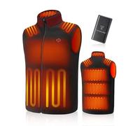 TODWARM Polaire Gilet Chauffant Homme Avec Batterie Incluse 16000mAh 7.4V, 15 Zones Léger Veste Chauffante Homme 3 Température Pour Ski Chasse Trail Pêche Activités Noir XL
