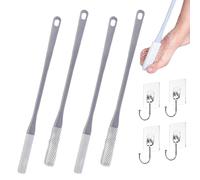 Toe Gap Cleaning Brush, Toe Cleaning Brush, Long Handled Silicone Toe Crevice Cleaning Brush & Exfoliating Brush,Foot Brush With Long Handle, Foot Scrubber In Shower (Gray*2)