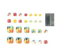 Toe Press On Nails, Summer Pedicure Stickers, 5.43x2.64x0.47 Inches Nail Graphics Decals, Easy Application Design, Long-Lasting Finish for Beach Outings, Crafts, Presents and Homemade