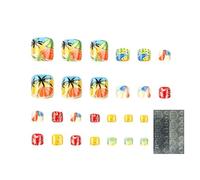 Toe Press on Nails, Summer Toenail Kit, 5.43x2.64x0.47 Inch Easy to Apply & Remove, Decorative Art Stickers with Stylish Decals for Adults, Daughter, Hobby, Crafts, Beach, Friends