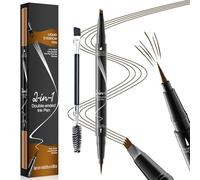 TOEECY 2 en 1 Stylo Sourcils Liquide Double Embout Pointe Fourchette 4 Dents Brosse Précise Maquillage Professionnel Longue Durée Imperméable