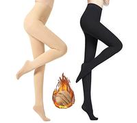 TOEECY 2 Paires Collant Polaire Femme Opaque Hiver Chaude Legging Amincissant Thermique Doublure Taille Haute Extensibles Pantalons Fleece Tights (220g)