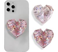 TOEECY 2 Pièces Support Téléphone Coeur Cristal Paillettes Brillantes Accessoire Smartphone Adhésif Arrière Portable Universel