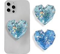 TOEECY 2 Pièces Support Téléphone Coeur Cristal Paillettes Brillantes Accessoire Smartphone Adhésif Arrière Portable Universel