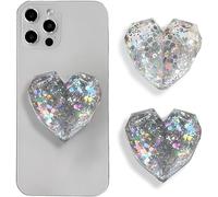 TOEECY 2 Pièces Support Téléphone Coeur Cristal Paillettes Brillantes Accessoire Smartphone Adhésif Arrière Portable Universel