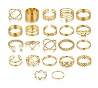 TOEECY 22 Pièces Ensemble Bagues Papillon Fleur Cœur Géométrique Minimaliste Ajustable Bijoux Femme Empilable Élégant