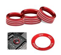 TOEECY 3 Pièces Anneaux Décoratifs Boutons Climatisation Audio Aluminium Strié Automobile Accessoires Intérieurs Commandes Climatiseur