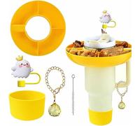 TOEECY 5 Pièces Plateau Collation Gobelet Thermos Accessoires Paille Réutilisable Compartiment Rangement Boisson Anneau Snack Organisateur Tasse Isotherme