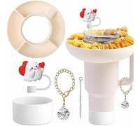 TOEECY 5 Pièces Plateau Collation Gobelet Thermos Accessoires Paille Réutilisable Compartiment Rangement Boisson Anneau Snack Organisateur Tasse Isotherme