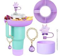 TOEECY 5 Pièces Plateau Collation Gobelet Thermos Accessoires Paille Réutilisable Compartiment Rangement Boisson Anneau Snack Organisateur Tasse Isotherme