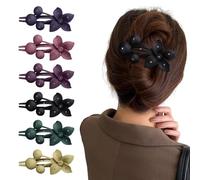 TOEECY 6 Barrettes Fleur Matte Strass Pince Cheveux Élégante Accessoire Coiffure Chignon Femme