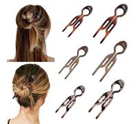 TOEECY 6 Pièces Epingle Cheveux Femme Épingles à Cheveux U Bâton Écaille de Tortue Pince Chignon Pique À Cheveux Pince CheveuxFourche en Epingle à Forme pour Femmes et Filles
