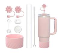 TOEECY 7 Pièces Ensemble Bouchons Paille Fleur Antidébordement Couvercles Réutilisables Silicone Accessoires Bouteille Isotherme Tasse Gobelet